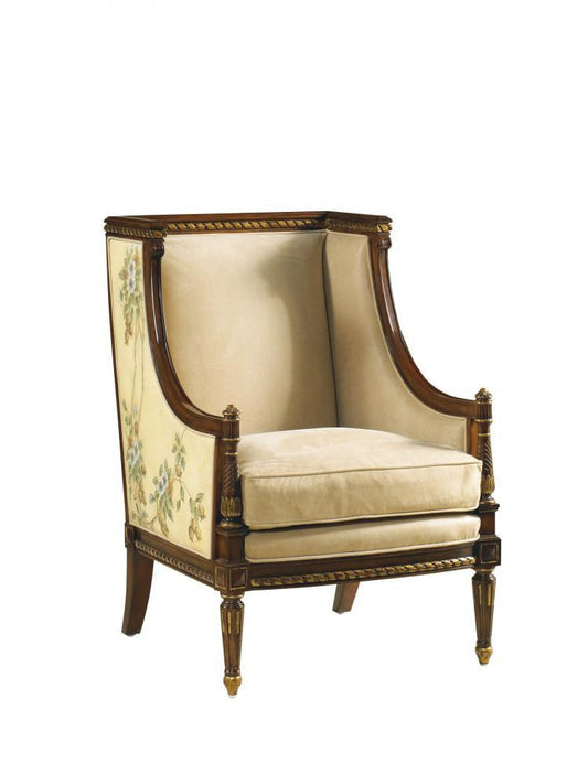 Maitland-Smith Floral Accent Chair Tan