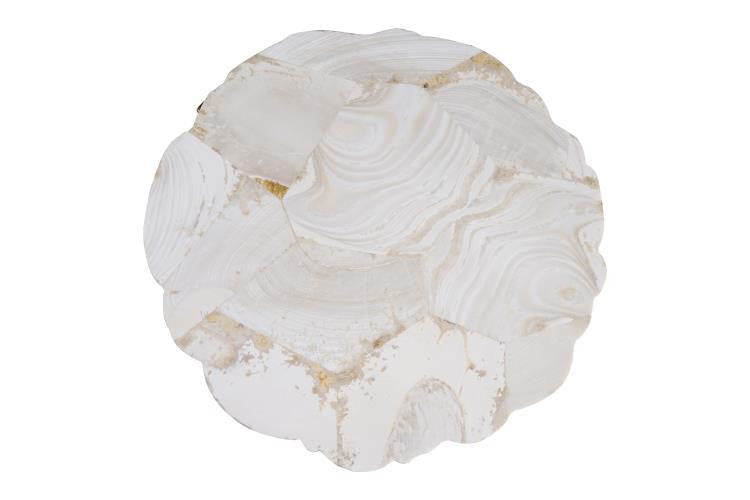 Maitland-Smith Fossil Top Accent Table, Antique Gold, White Stone Top, 17"W (89-0410 YUU906TP8E)