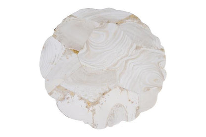Maitland-Smith Fossil Top Accent Table, Antique Gold, White Stone Top, 17"W (89-0410 YUU906TP8E)