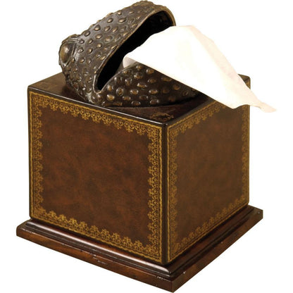 Maitland-Smith Frog Tissue Holder Brown, Verdigris