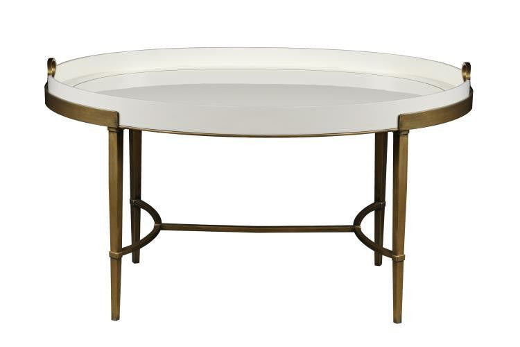 Maitland-Smith Frost Cocktail Table, Antique Gold, Frosted Glass Top, 38"W (89-0608 YUU906TP8K)