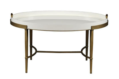 Maitland-Smith Frost Cocktail Table, Antique Gold, Frosted Glass Top, 38"W (89-0608 YUU906TP8K)