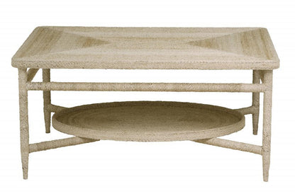 Maitland-Smith Galleried Abaca Cocktail Table Natural