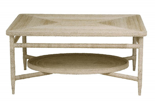 Maitland-Smith Galleried Abaca Cocktail Table Natural