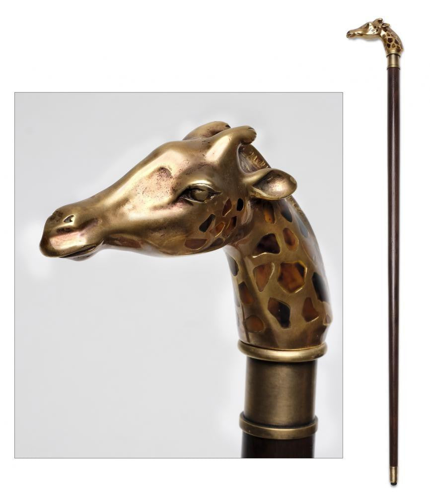 Maitland-Smith Giraffe Walking Stick Walnut, Brass