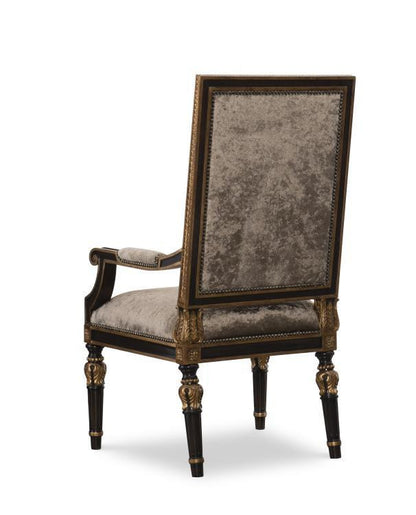 Maitland-Smith Grand Traditions Armchair, Bombay Mahogany, Venetian Gold Trim, Glaze Copper Upholstery, 47"H (88-0346 YUU906TP9F)