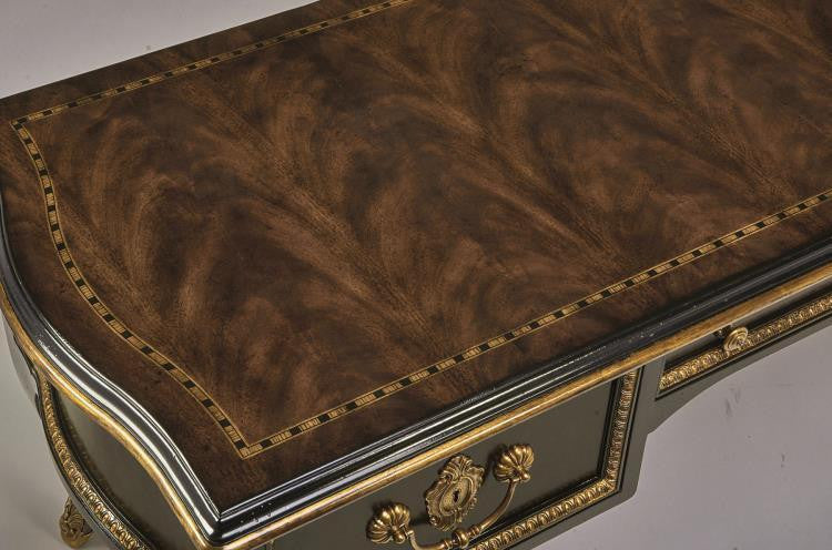 Maitland-Smith Grand Traditions Desk, Cherry, Aged Gold Trim, Antique Brass Hardware, 72"W (88-0107 YUU906TP98)