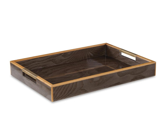 Maitland-Smith Grey Burl Tray Grey English walnut