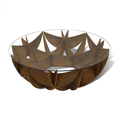 Maitland-Smith Honeycomb Cocktail Table Walnut, Clear