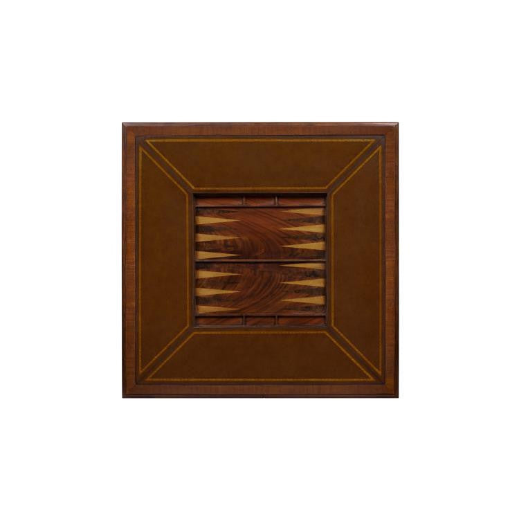 Maitland-Smith Hopkins Game Table, Mahogany, Antique Brown Leather, 38"W (89-0902 YUU906TPA0)