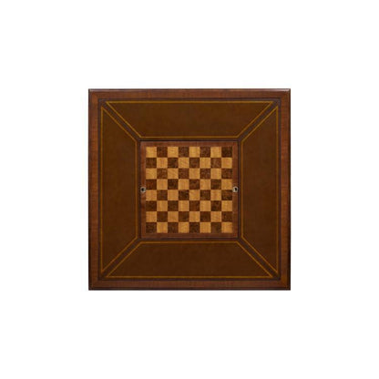 Maitland-Smith Hopkins Game Table, Mahogany, Antique Brown Leather, 38"W (89-0902 YUU906TPA0)