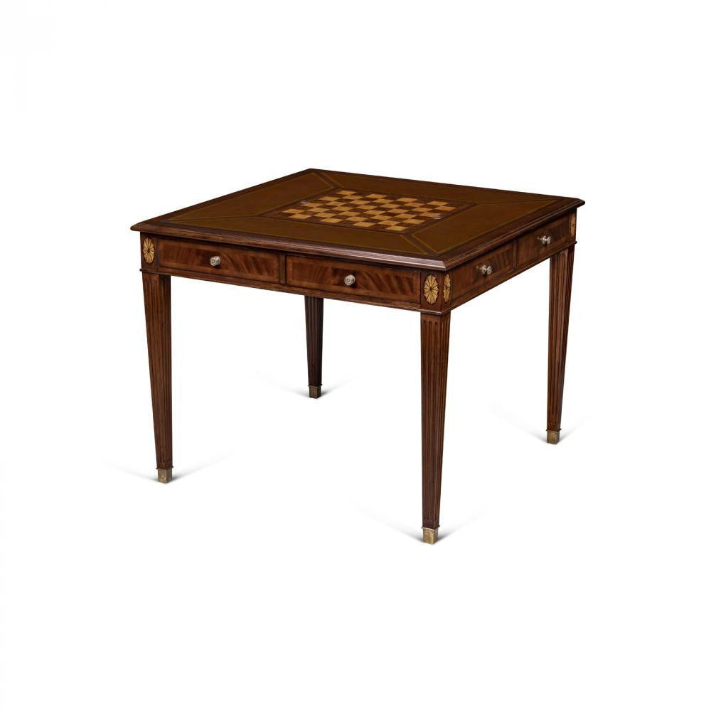 Maitland-Smith Hopkins Game Table Mahogany, Dark Brown