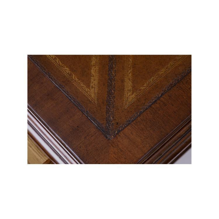 Maitland-Smith Hopkins Game Table, Mahogany, Antique Brown Leather, 38"W (89-0902 YUU906TPA0)