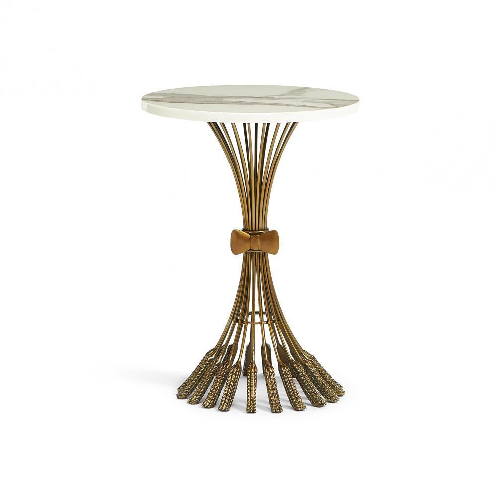 Maitland-Smith Itzel Martini Table Antique Brass, White