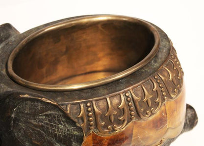 Maitland-Smith Kneeling Elephant Box, Dark Bronze,  Verdigris, 13W (8164-11 YUU906TQ70)