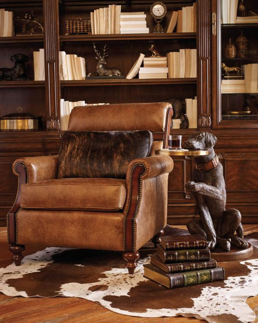 Maitland-Smith Labrador Accent Table, Brown, Antique Brass Accents, 18.25"W (8144-30 YUU906TQ72)