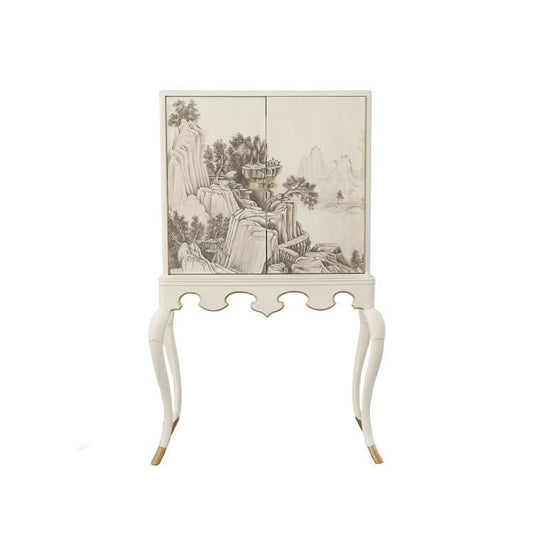 Maitland-Smith Lacca Veneziana Bar Cabinet, Beige, Gold Leaf, 42"W (8144-51 YUU906TQ73)