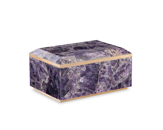 Maitland-Smith Large Amethyst Box With Brass Amethyst