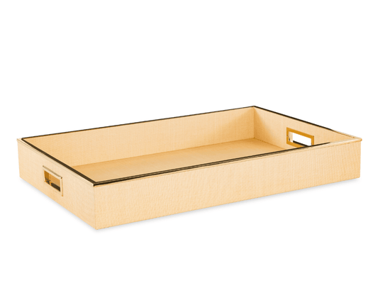 Maitland-Smith Large Raffia Tray Polished Brass
