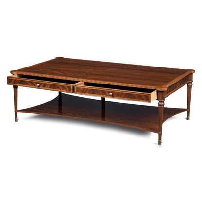 Maitland-Smith Lawson Cocktail Table, Mahogany, Brass Accents, 60"W (89-0604 YUU906TQ78)