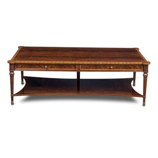 Maitland-Smith Lawson Cocktail Table, Mahogany, Brass Accents, 60"W (89-0604 YUU906TQ78)