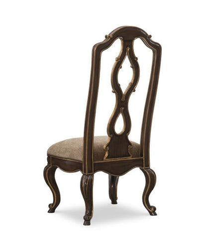 Maitland-Smith Majorca Side Chair, Trimmed Backrest, Wood, Lush Fawn Green Upholstery, Venetian Gold, 50"H (88-0845 YUU906TQ8R)