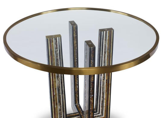 Maitland-Smith Maya Accent Table, Cast Brass, Glass Top, 26"W (8335-36 YUU906TQ96)