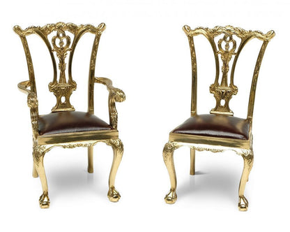 Maitland-Smith Miniature Chairs Sculpture Brass, Brown
