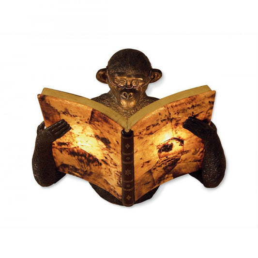 Maitland-Smith Monkey Book Wall Sconce Verdigris