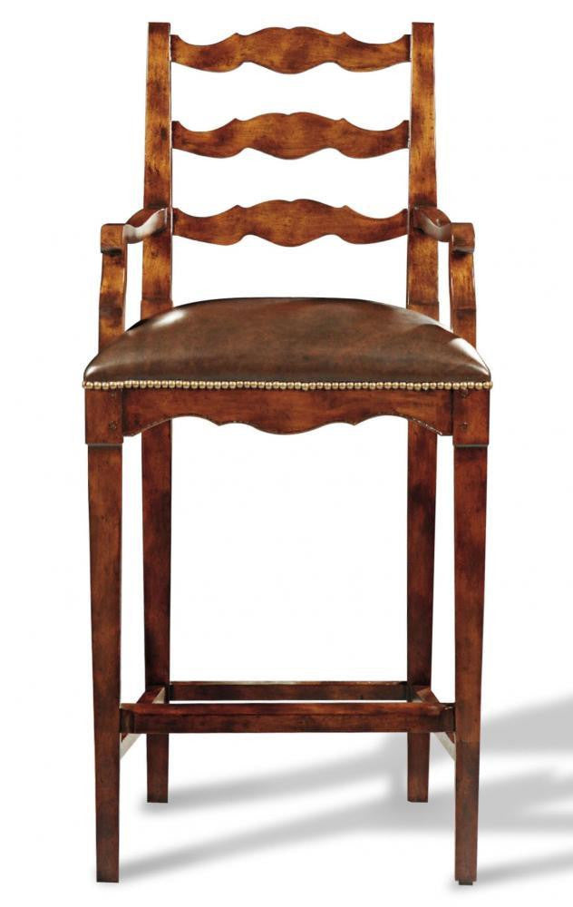Maitland-Smith Morale Bar Stool Wood, Dark Brown