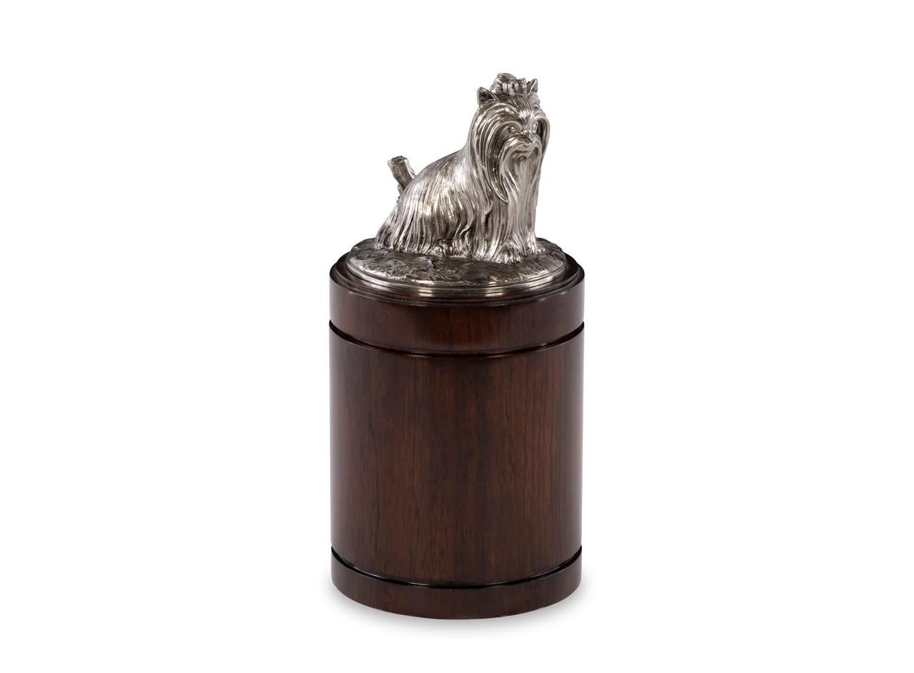 Maitland-Smith Nickel Yorkie Canister Walnut, Brass