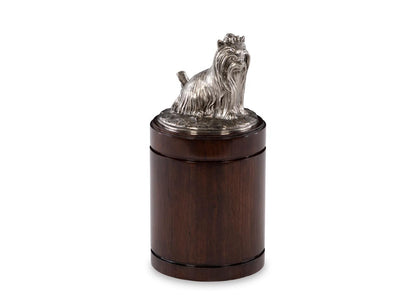 Maitland-Smith Nickel Yorkie Canister Walnut, Brass