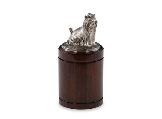 Maitland-Smith Nickel Yorkie Canister Walnut, Brass
