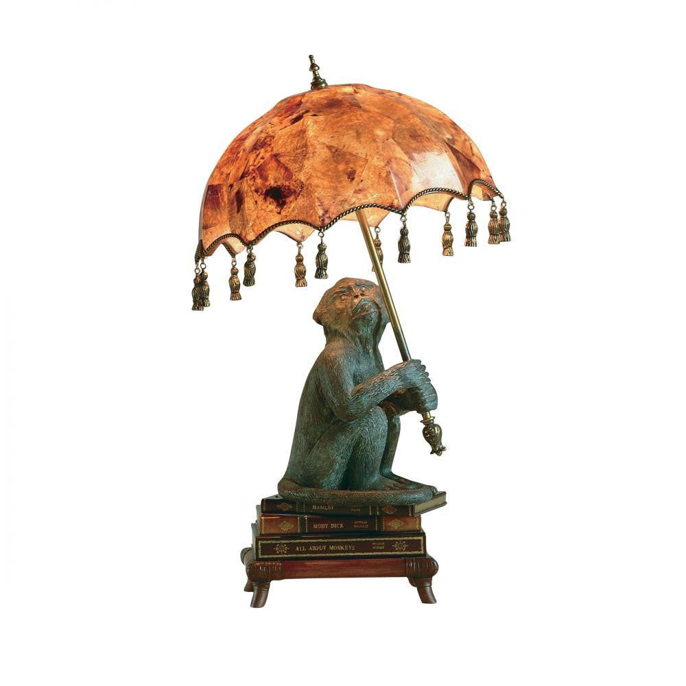 Maitland-Smith Parasol Monkey Table Lamp Verdigris