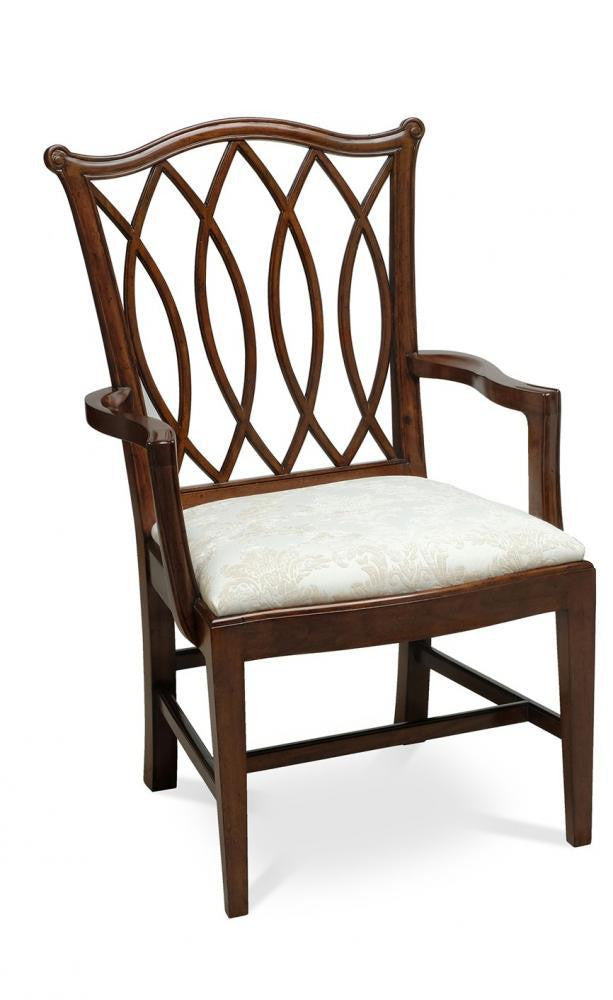 Maitland-Smith Patron Armchair Mahogany, Off-White