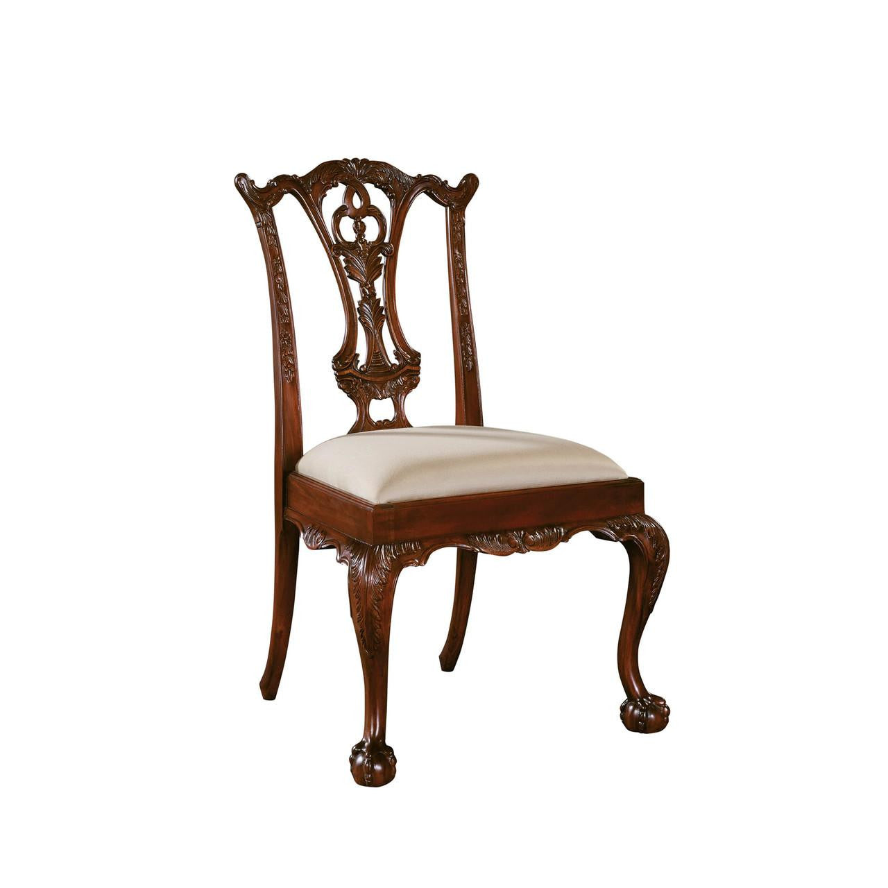 Maitland-Smith Philadelphia Side Chair Carved Polished Mahogany