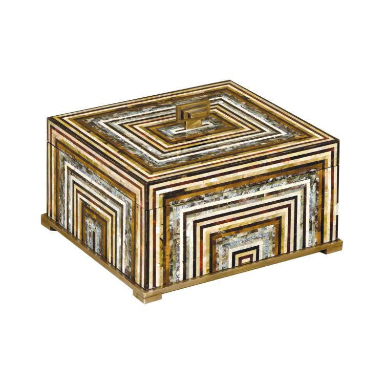 Maitland-Smith Pinstripe Box Antique Brass