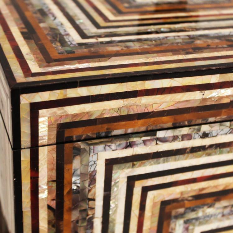 Maitland-Smith Pinstripe Box, Antique Brass, 13W (8106-11 YUU906TR7F)