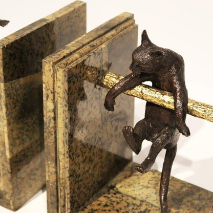Maitland-Smith Pursuit Bookends, Cast Brass, Gold Base, 10"W (8141-12 YUU906TR7V)