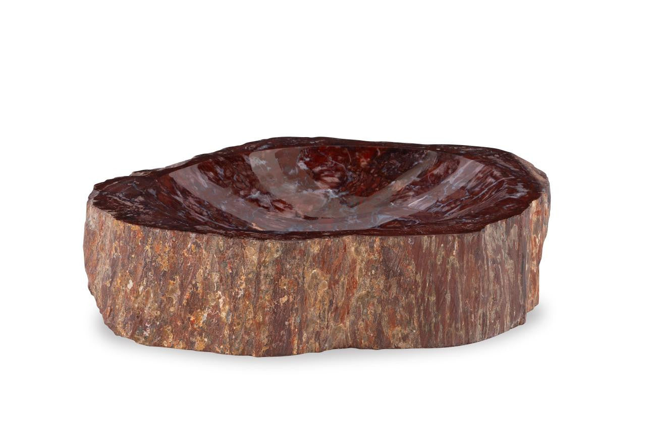 Maitland-Smith Red Petrified Bowl Petrified Wood