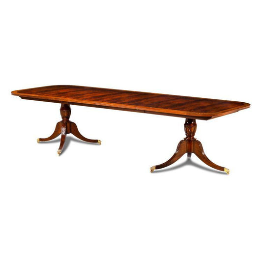 Maitland-Smith Reeded Dining Table, Mahogany, Brass Accents, 119"W (89-0705 YUU906TR89)
