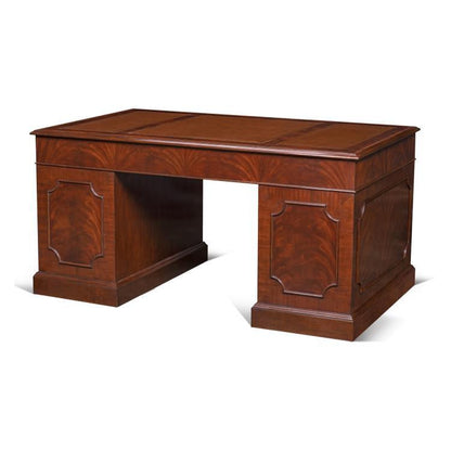 Maitland-Smith Roosevelt Desk, Mahogany, Antique Brown Leather Top, Brass Hardware, 60"W (89-0001 YUU906TR8L)