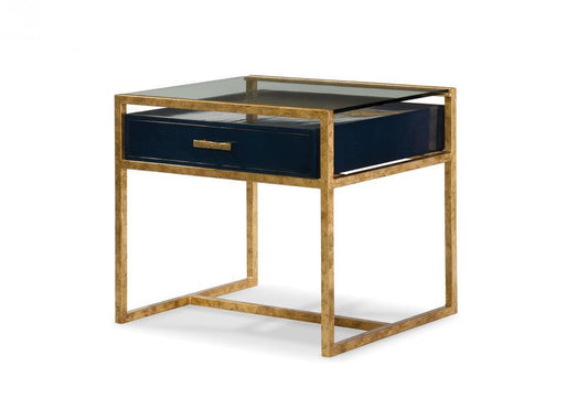 Maitland-Smith San Juan Side Table Antique Gold Leaf, Azure