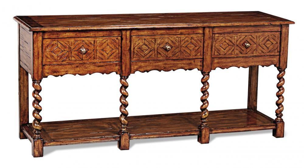 Maitland-Smith Serpentine Console Table Distressed Wood