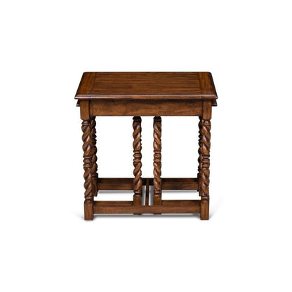Maitland-Smith Serpentine Nesting Table, Set of 3, Distressed Wood, 26"W (89-0409 YUU906TT58)