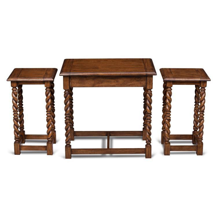 Maitland-Smith Serpentine Nesting Table, Set of 3, Distressed Wood, 26"W (89-0409 YUU906TT58)