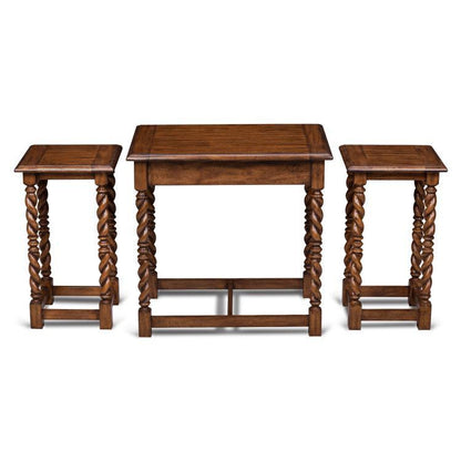 Maitland-Smith Serpentine Nesting Table, Set of 3, Distressed Wood, 26"W (89-0409 YUU906TT58)