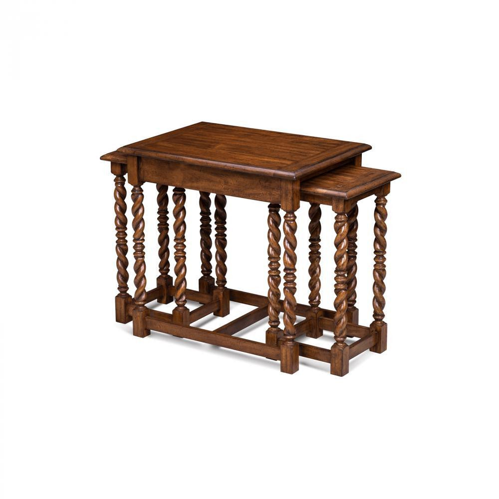 Maitland-Smith Serpentine Nesting Table Distressed Wood