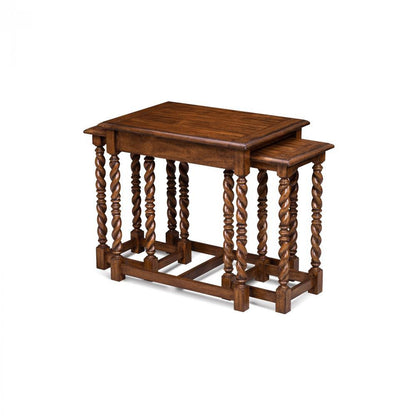 Maitland-Smith Serpentine Nesting Table Distressed Wood