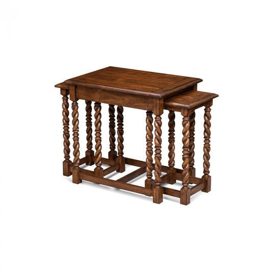 Maitland-Smith Serpentine Nesting Table Distressed Wood